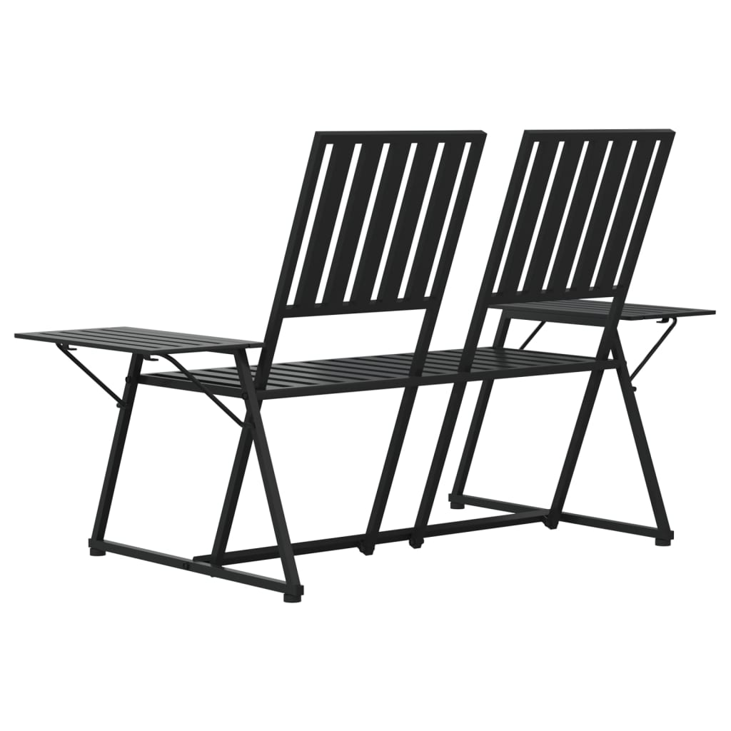 Bancă de grădină cu 2 locuri, negru, 165 cm, oțel