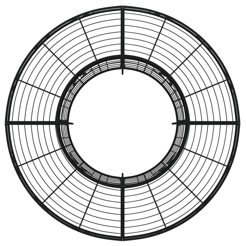 Bancă circulară de copac, negru, Ø137 cm, oțel