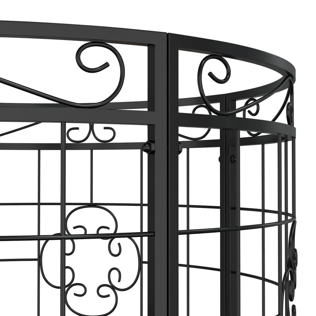 Bancă circulară de copac, negru, Ø137 cm, oțel