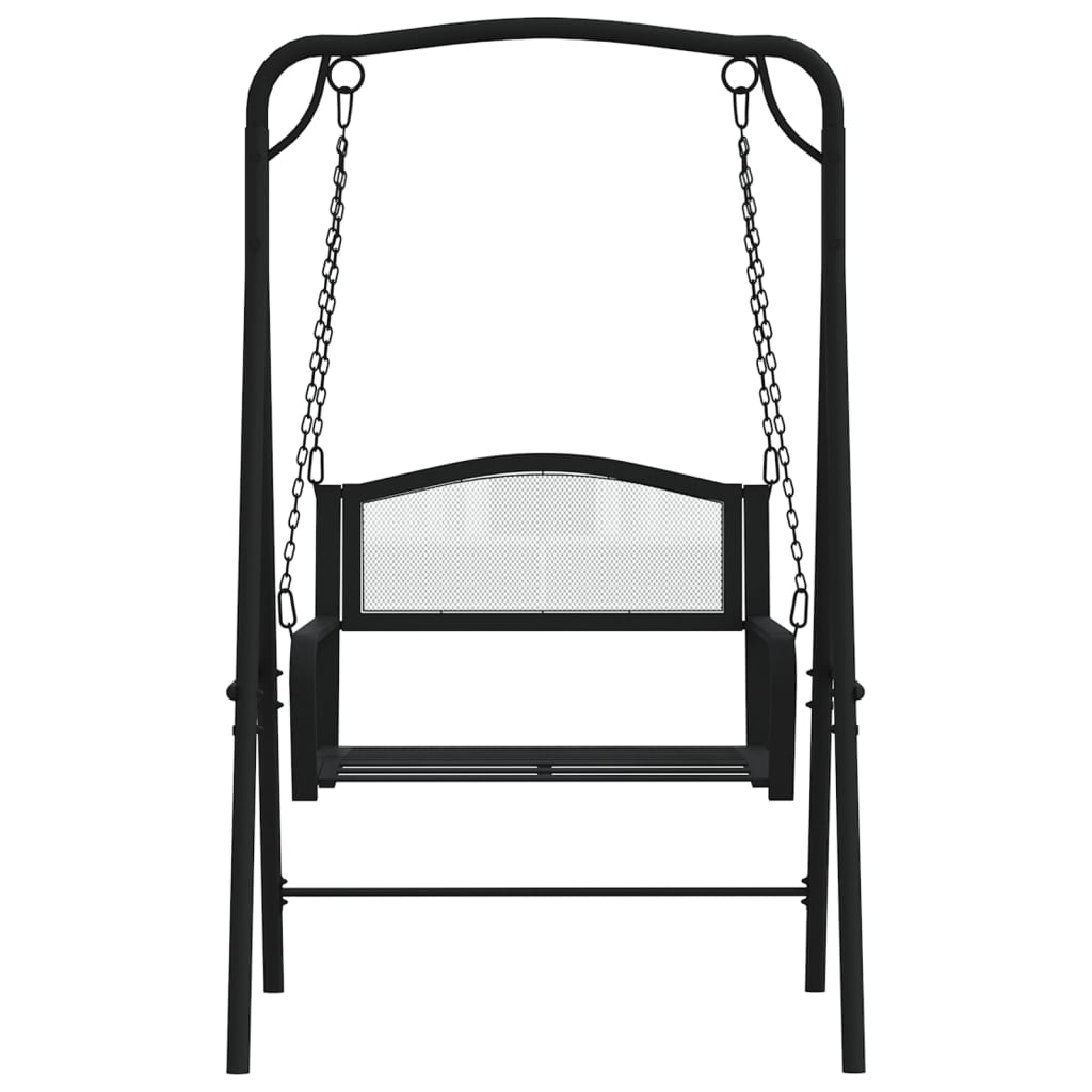 Bancă balansoar, negru, 124 cm, oțel
