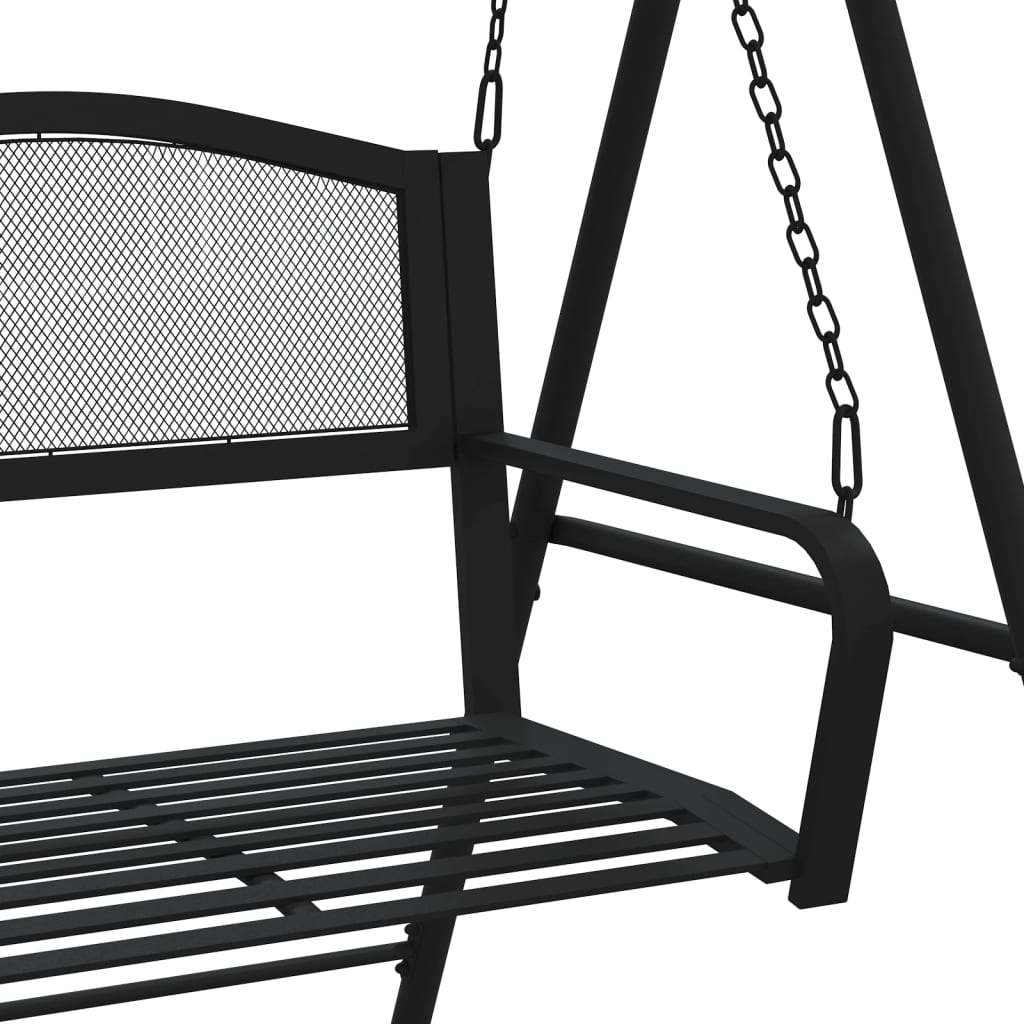 Bancă balansoar, negru, 124 cm, oțel