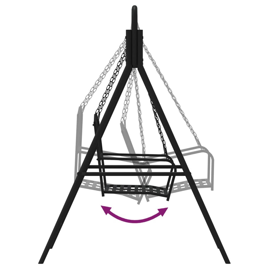 Bancă balansoar, negru, 124 cm, oțel