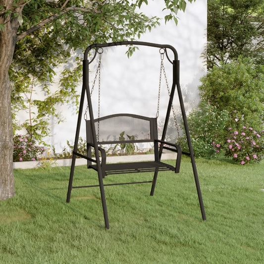 Bancă balansoar, negru, 124 cm, oțel