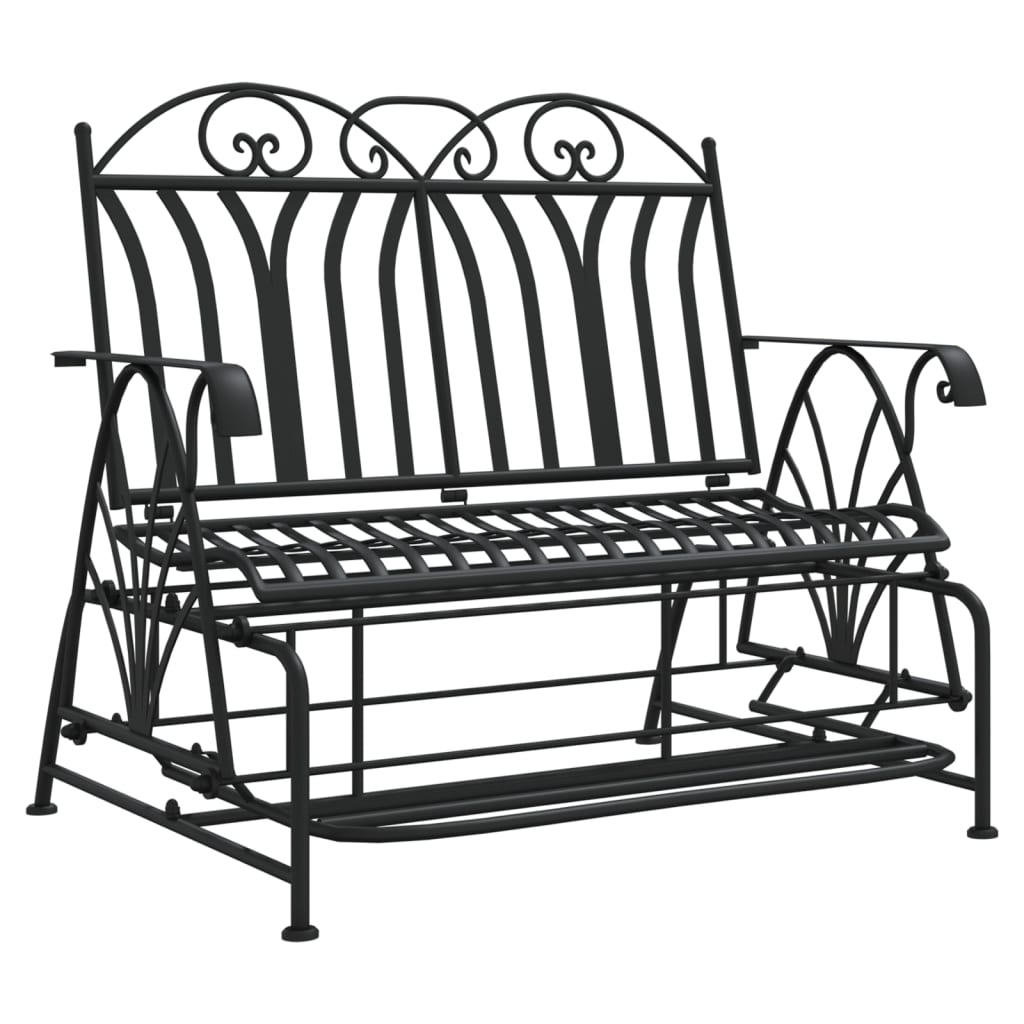 Bancă glisantă cu 2 locuri, negru, 114 cm, oțel