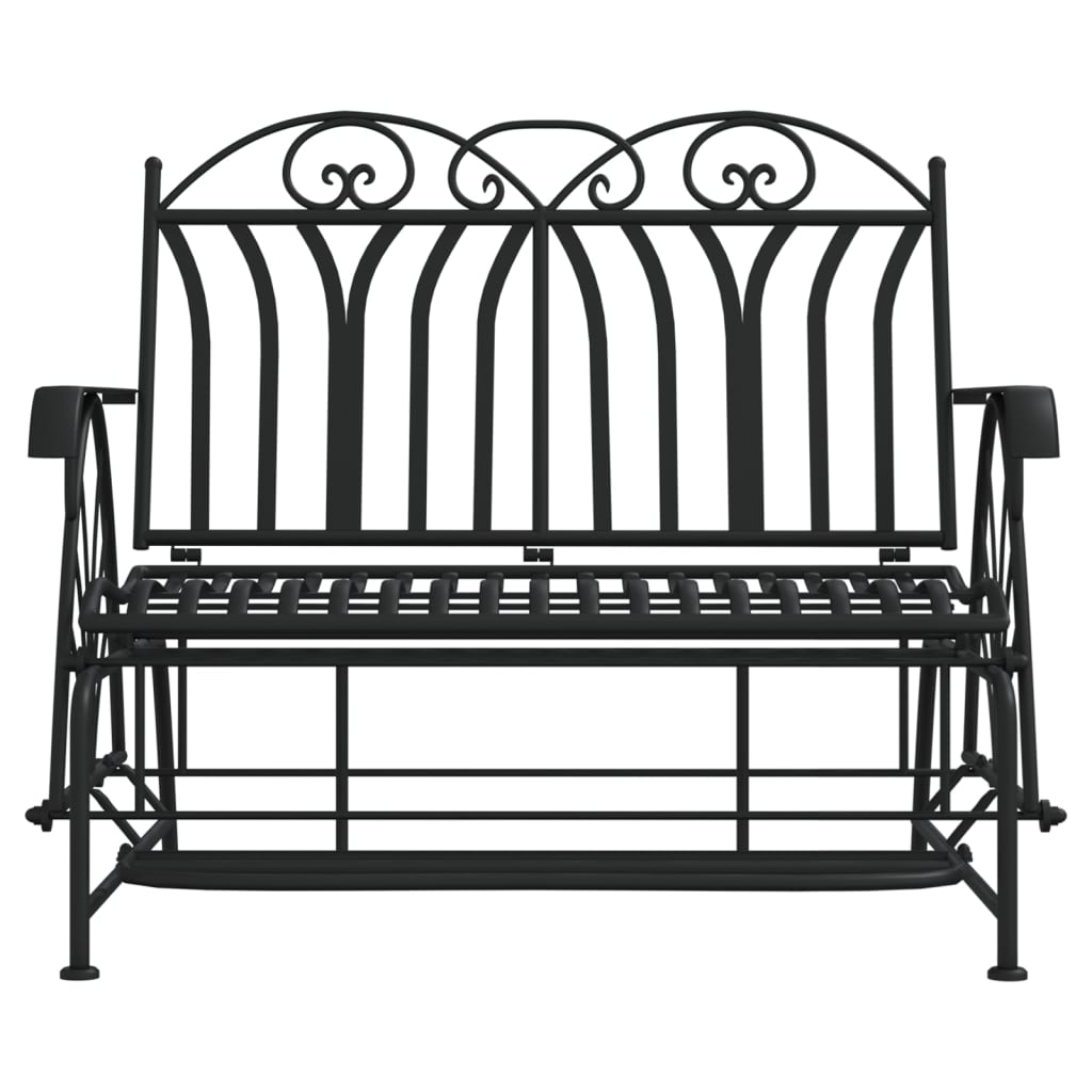 Bancă glisantă cu 2 locuri, negru, 114 cm, oțel