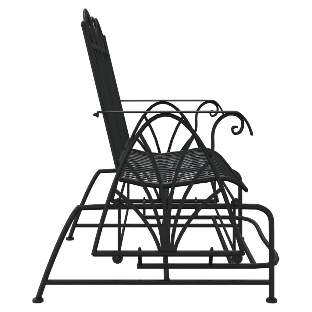 Bancă glisantă cu 2 locuri, negru, 114 cm, oțel