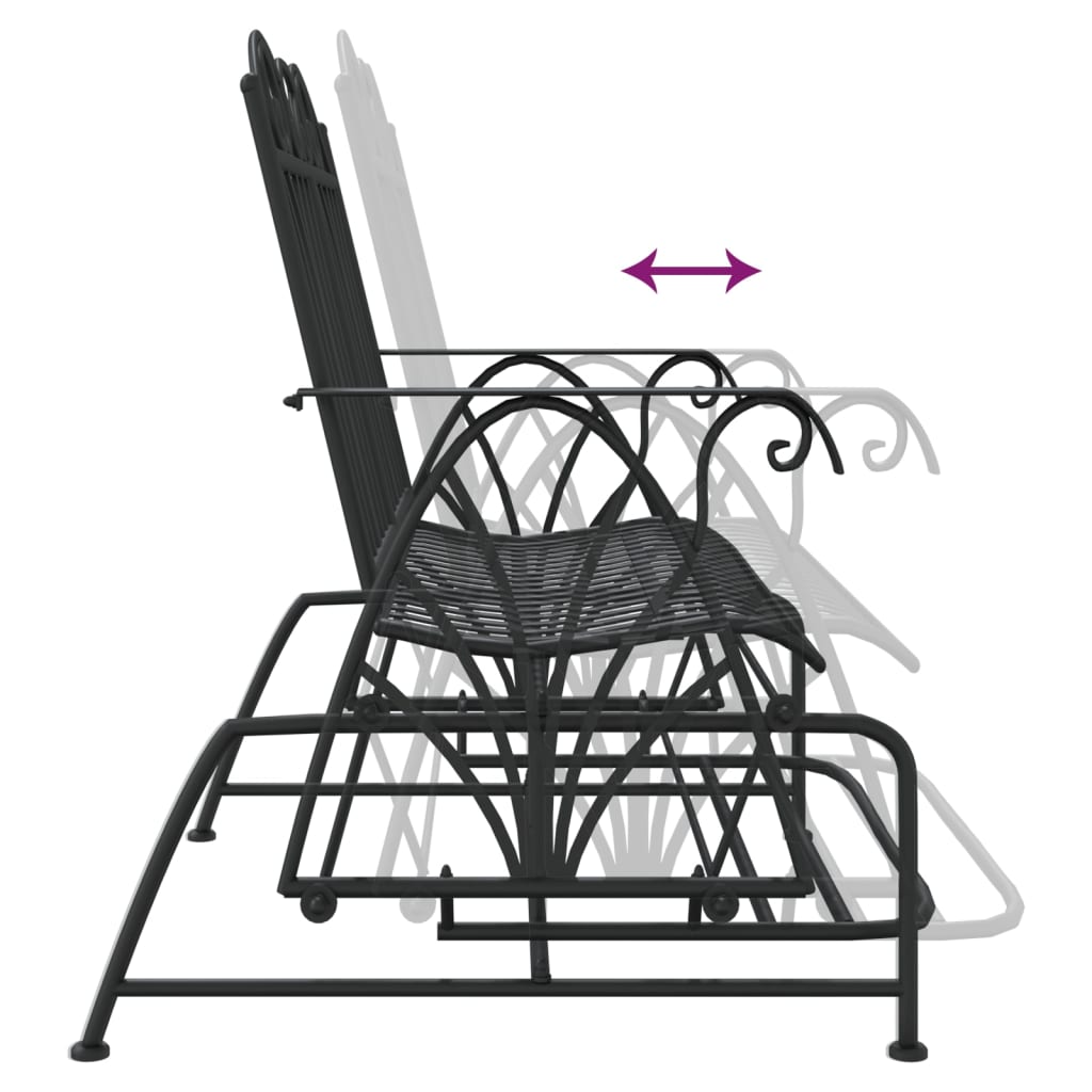 Bancă glisantă cu 2 locuri, negru, 114 cm, oțel