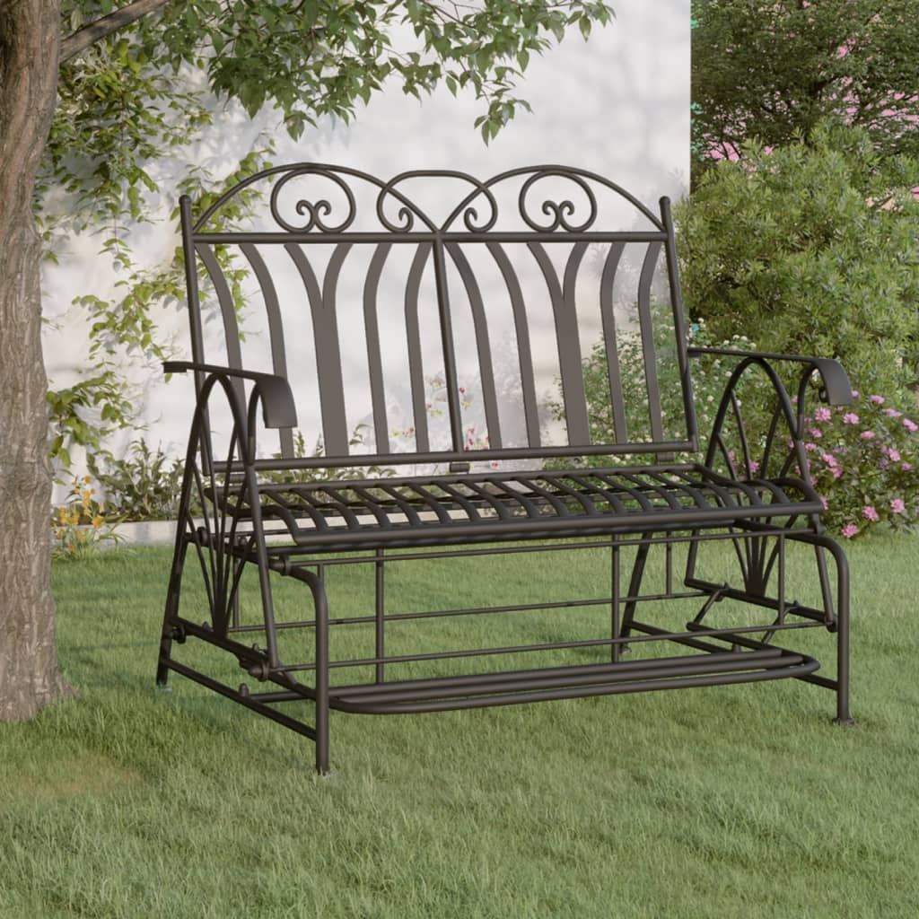 Bancă glisantă cu 2 locuri, negru, 114 cm, oțel