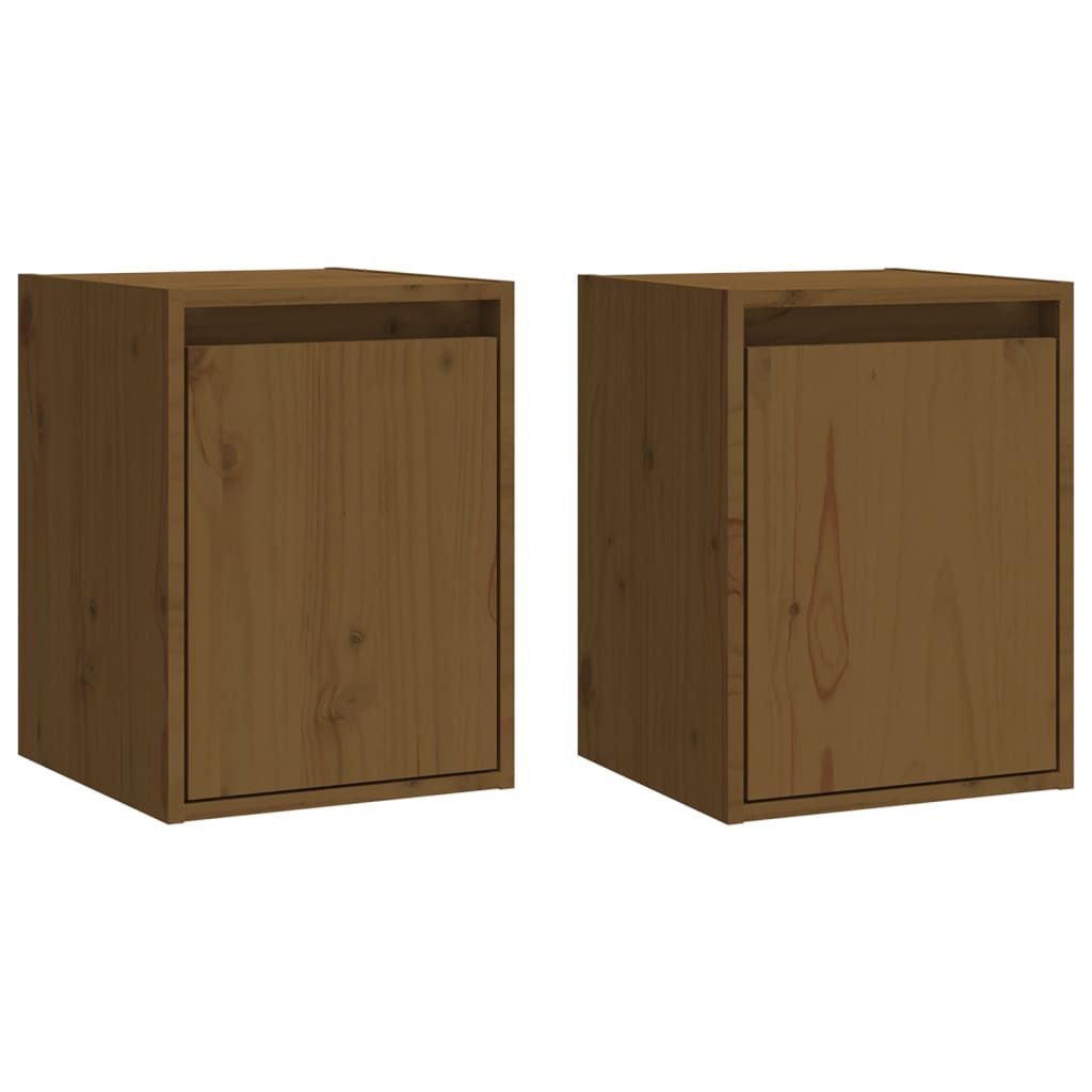 2 wall cabinets, honey brown, 30x30x40 cm, solid pine wood