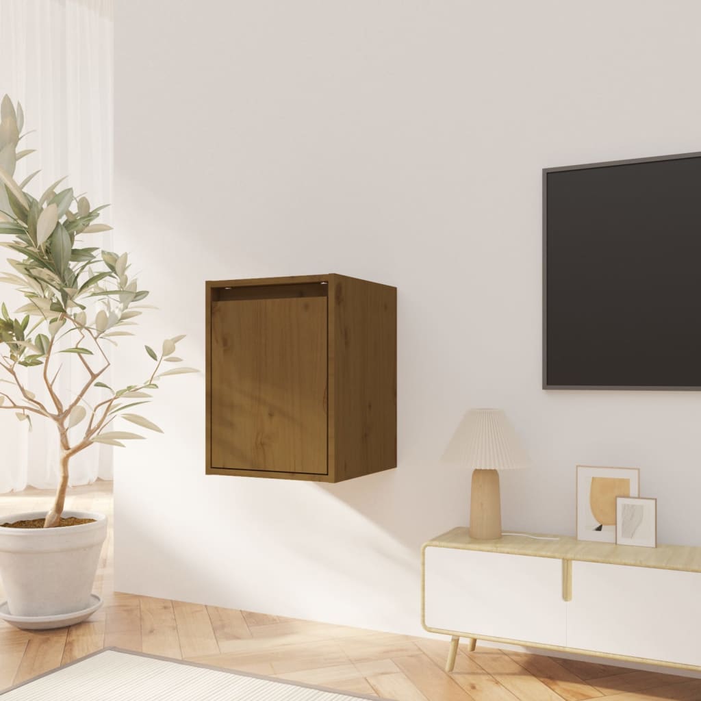 2 wall cabinets, honey brown, 30x30x40 cm, solid pine wood