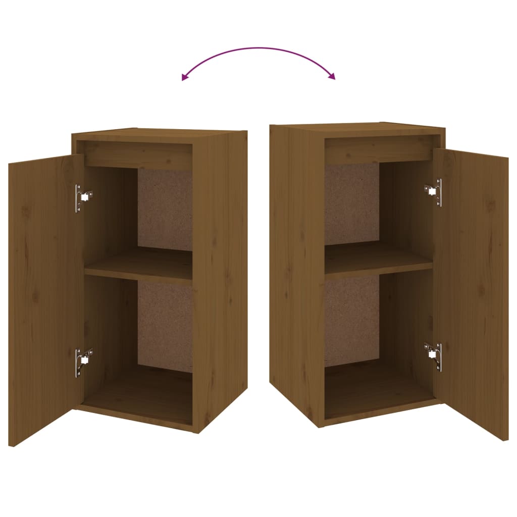 2 wall cabinets, honey brown, 30x30x60 cm, solid pine wood