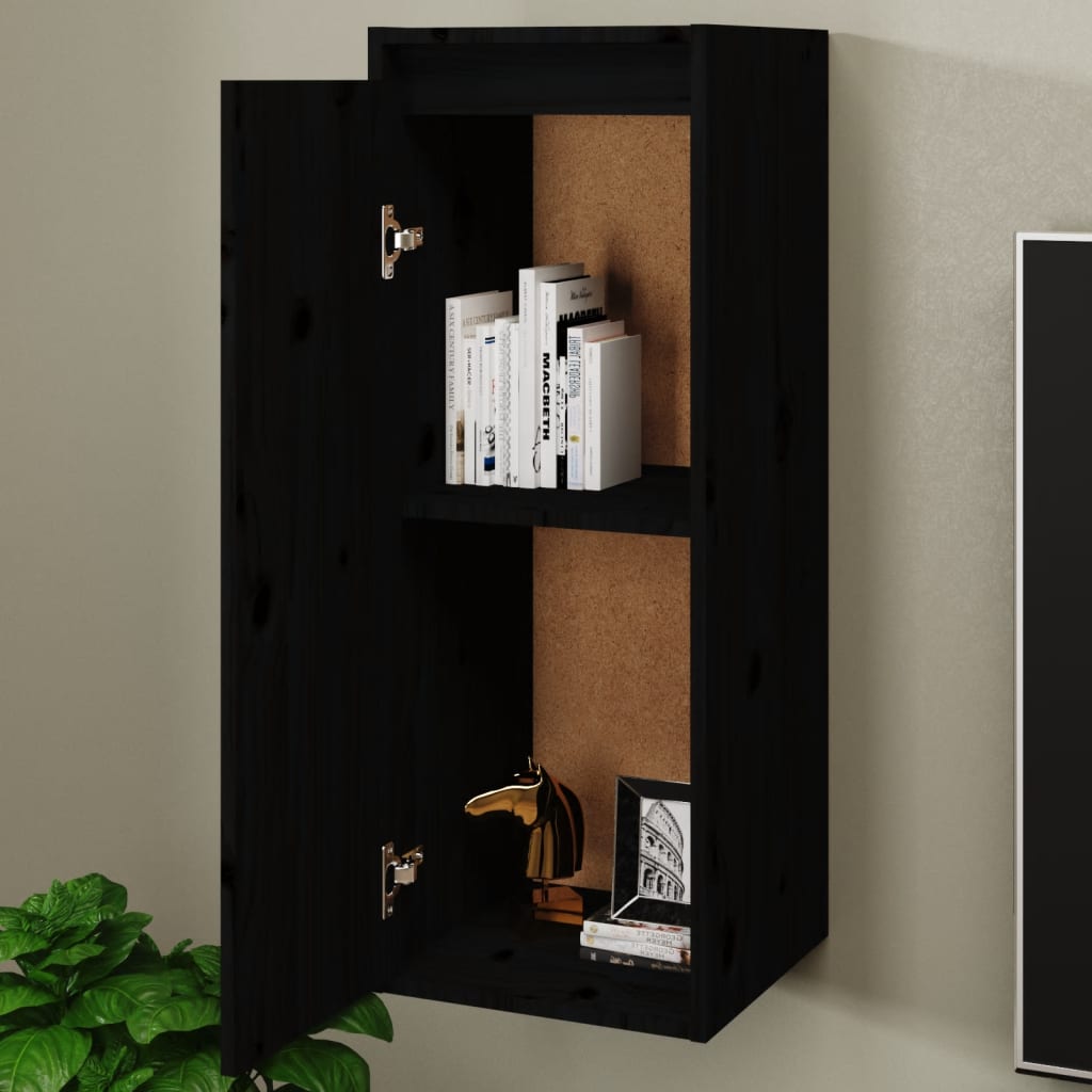 Wall cabinets 2 pcs. black 30x30x80 cm solid pine wood