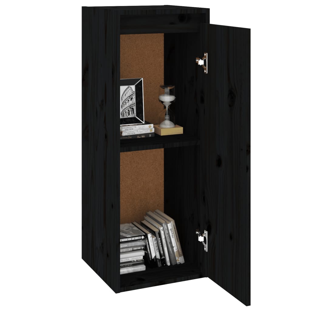 Wall cabinets 2 pcs. black 30x30x80 cm solid pine wood
