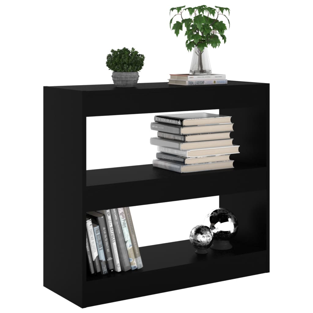 Bibliotecă/Separator cameră, negru, 80x30x72 cm