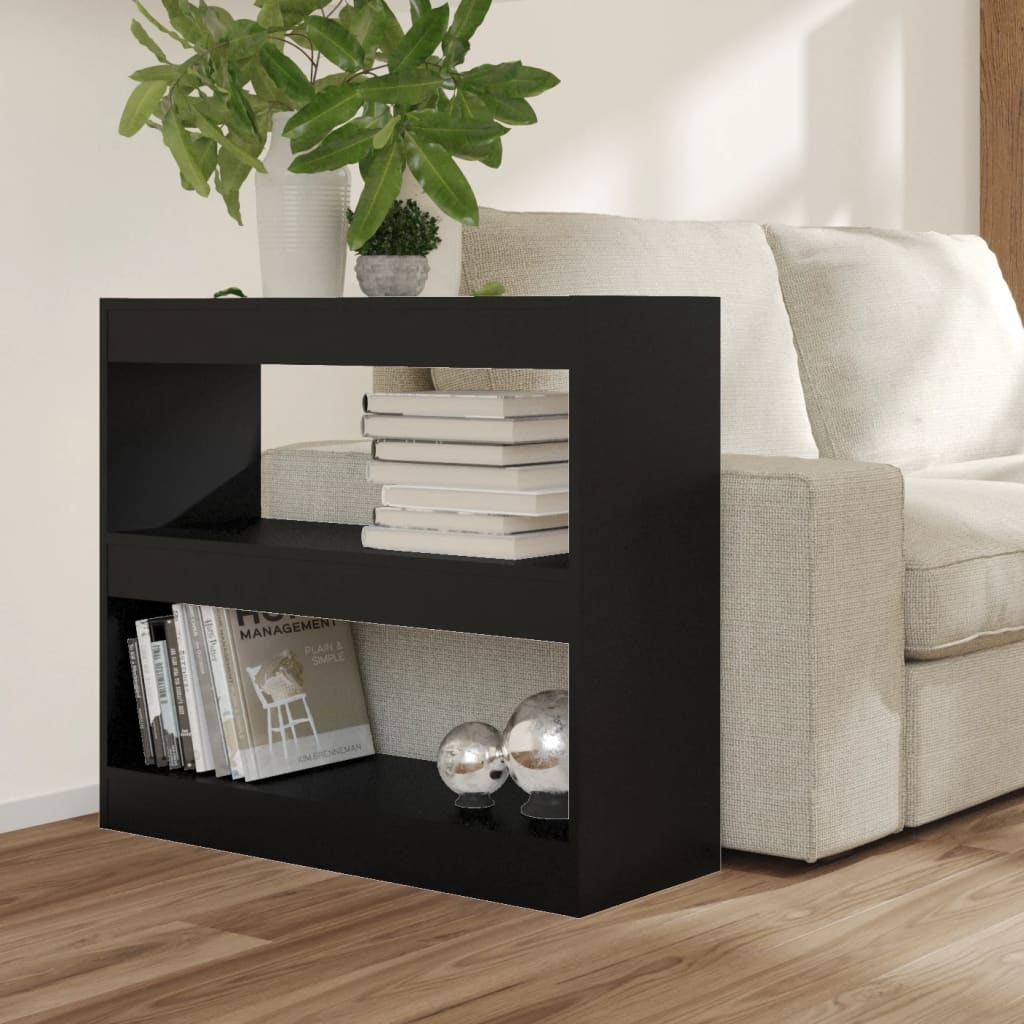 Bibliotecă/Separator cameră, negru, 80x30x72 cm