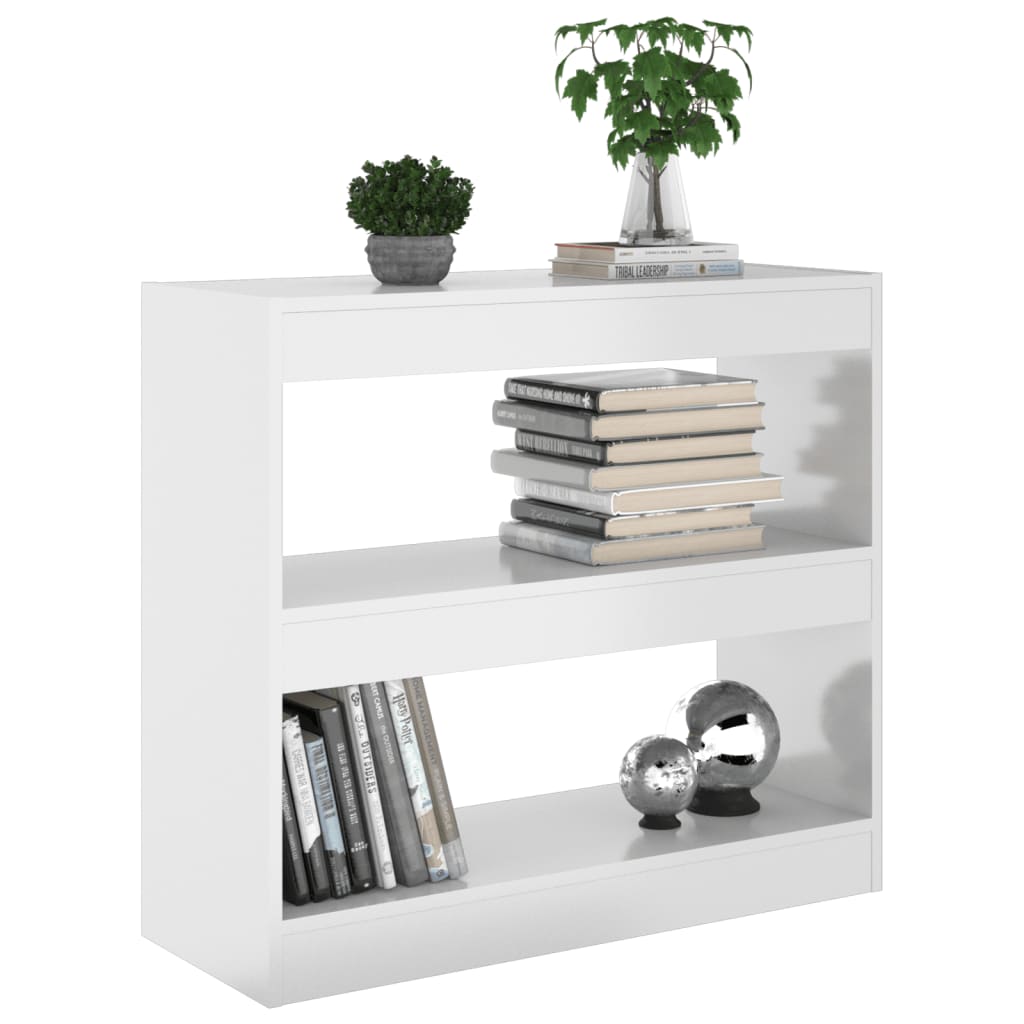 Bibliotecă/Separator cameră, alb extralucios, 80x30x96 cm, PAL