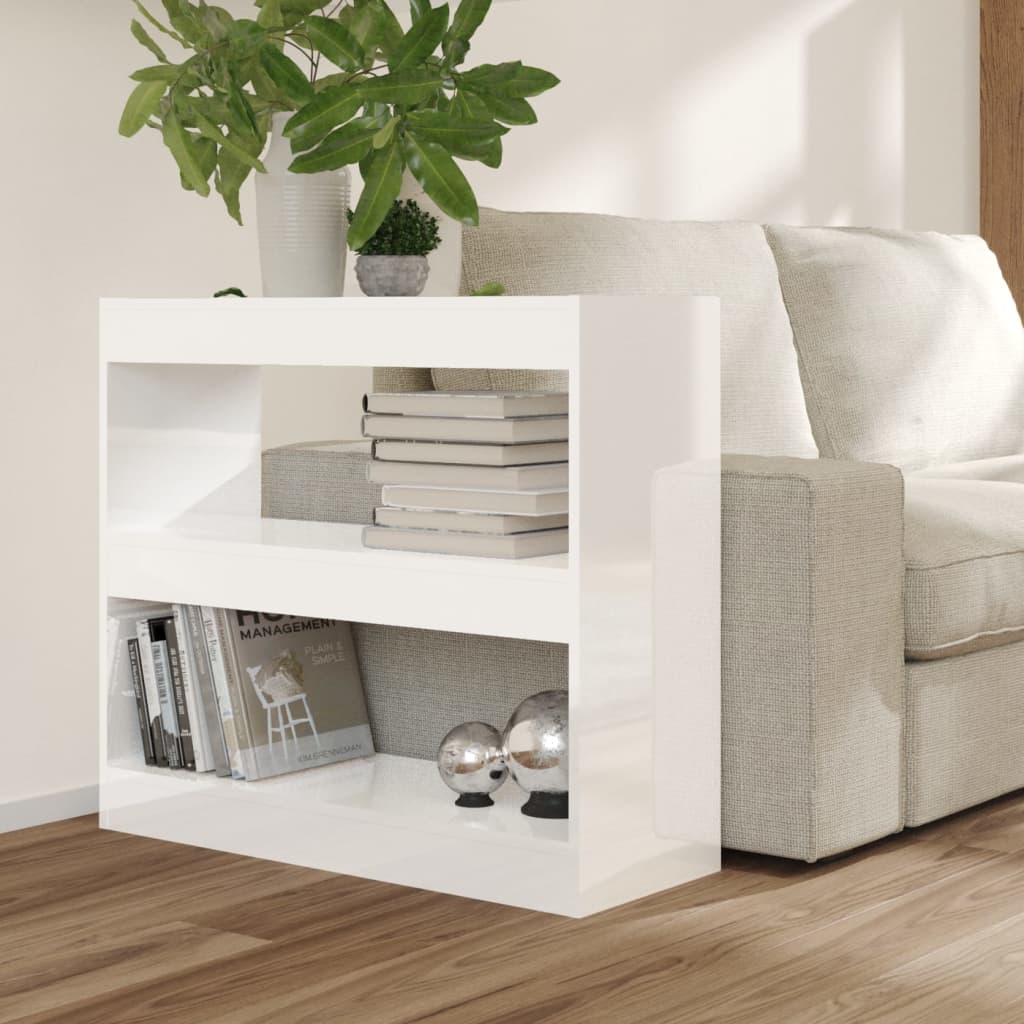 Bibliotecă/Separator cameră, alb extralucios, 80x30x96 cm, PAL
