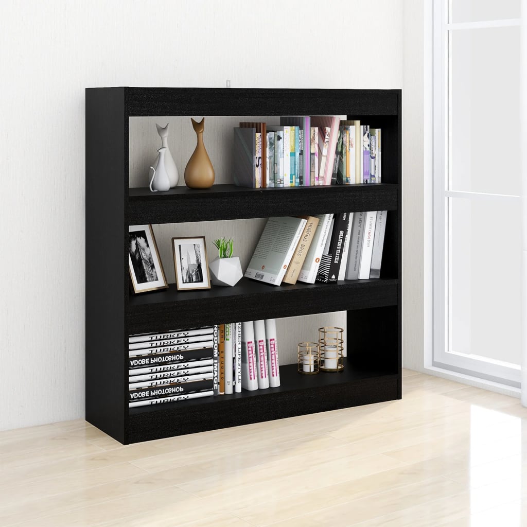 Bibliotecă/Separator cameră, negru, 100x30x103 cm