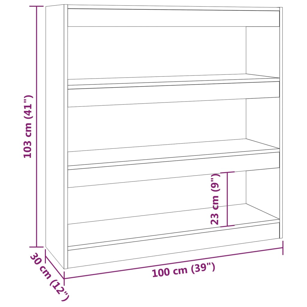 Bibliotecă/Separator cameră, negru, 100x30x103 cm