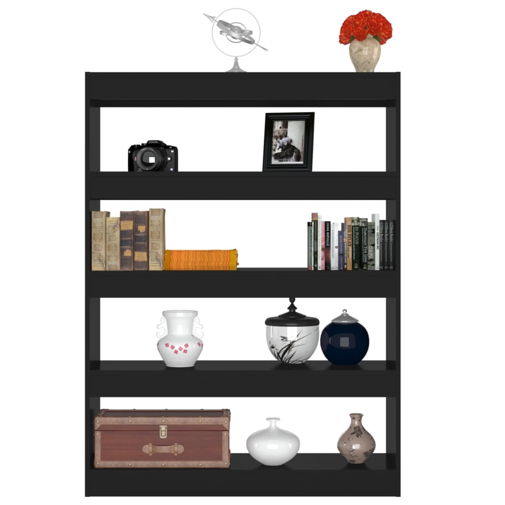 Bibliotecă/Separator cameră, negru, 100x30x135 cm