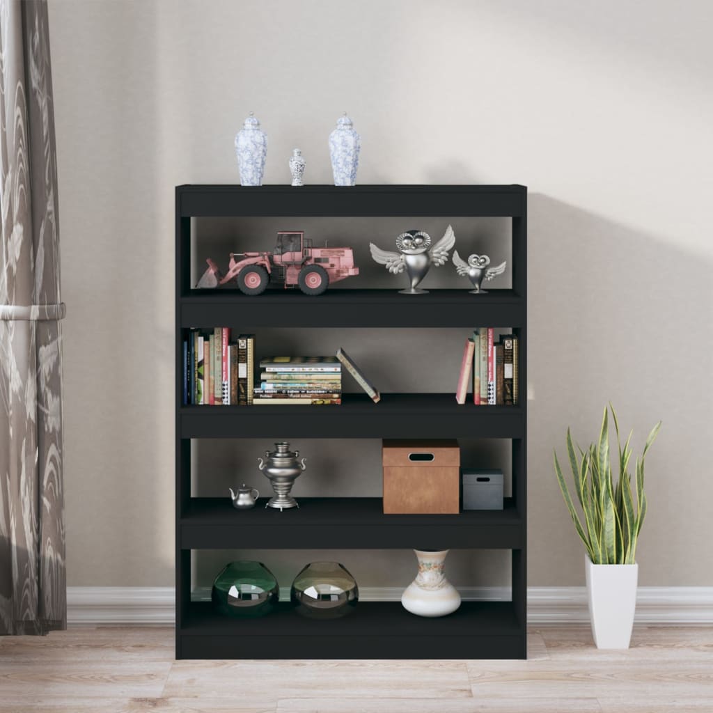 Bibliotecă/Separator cameră, negru, 100x30x135 cm