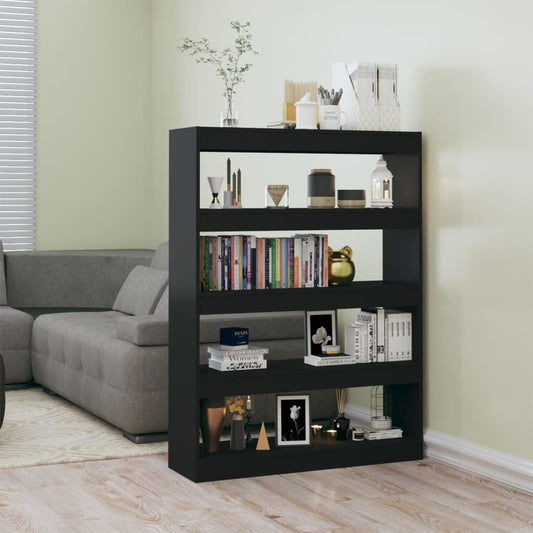 Bibliotecă/Separator cameră, negru, 100x30x135 cm