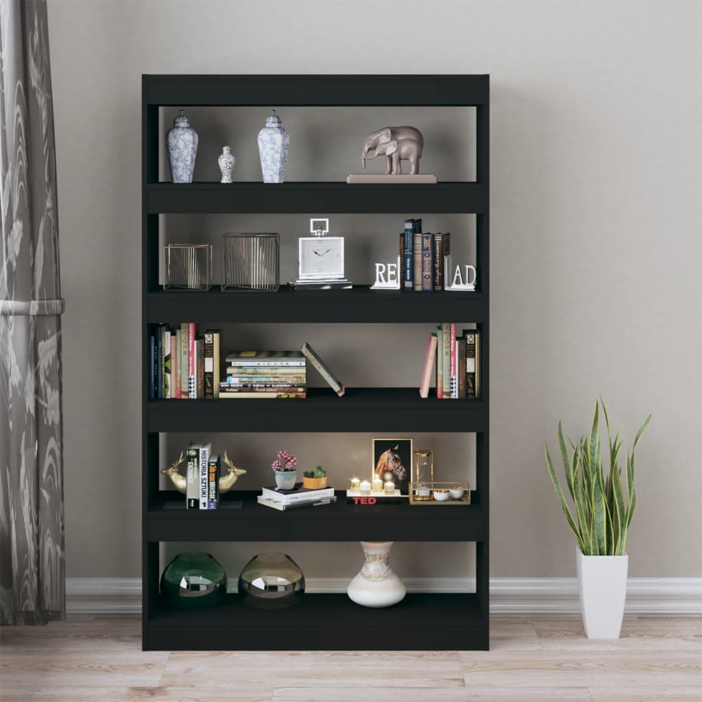 Bibliotecă/Separator cameră, negru, 100x30x166 cm