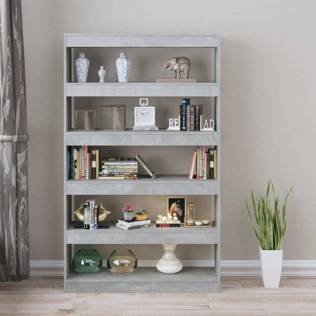Bibliotecă/Separator cameră, gri beton, 100x30x166 cm