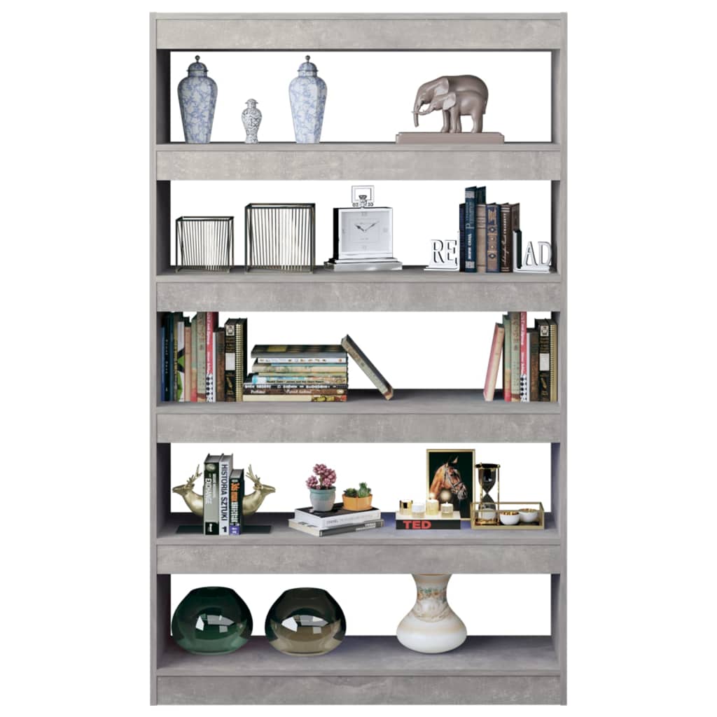 Bibliotecă/Separator cameră, gri beton, 100x30x166 cm
