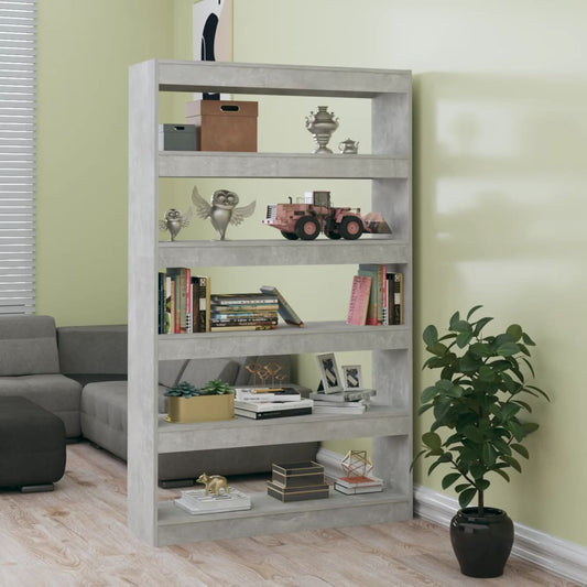 Bibliotecă/Separator cameră, gri beton, 100x30x166 cm