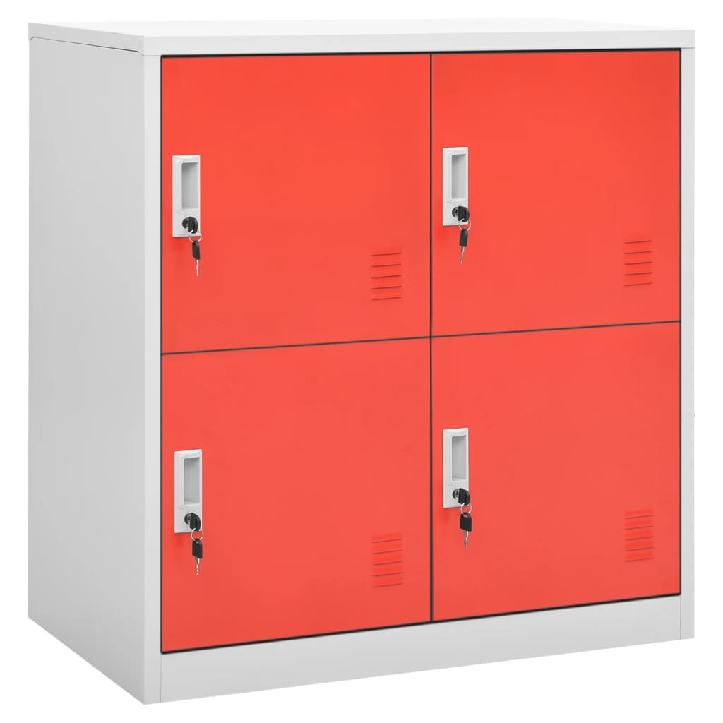 Locker cabinets 2 pcs. light gray and red 90x45x92.5 cm steel