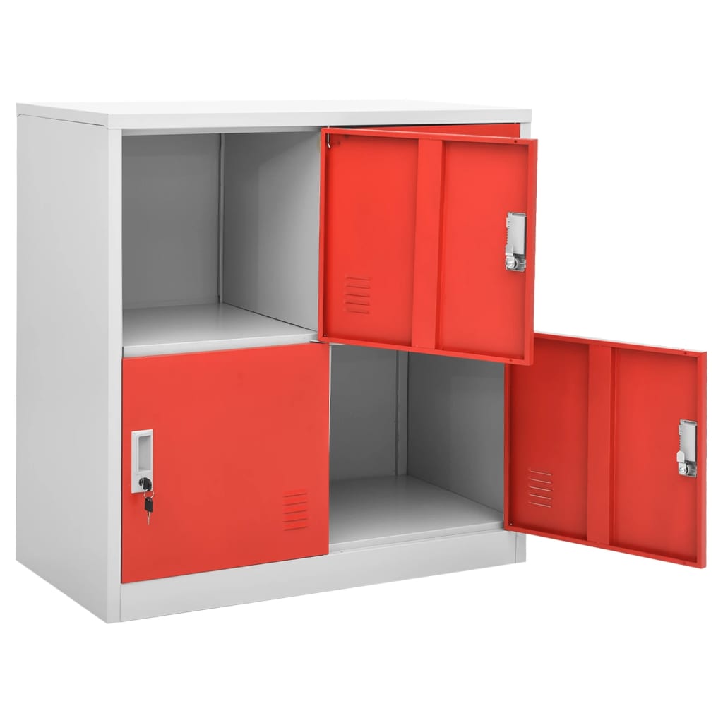 Locker cabinets 2 pcs. light gray and red 90x45x92.5 cm steel