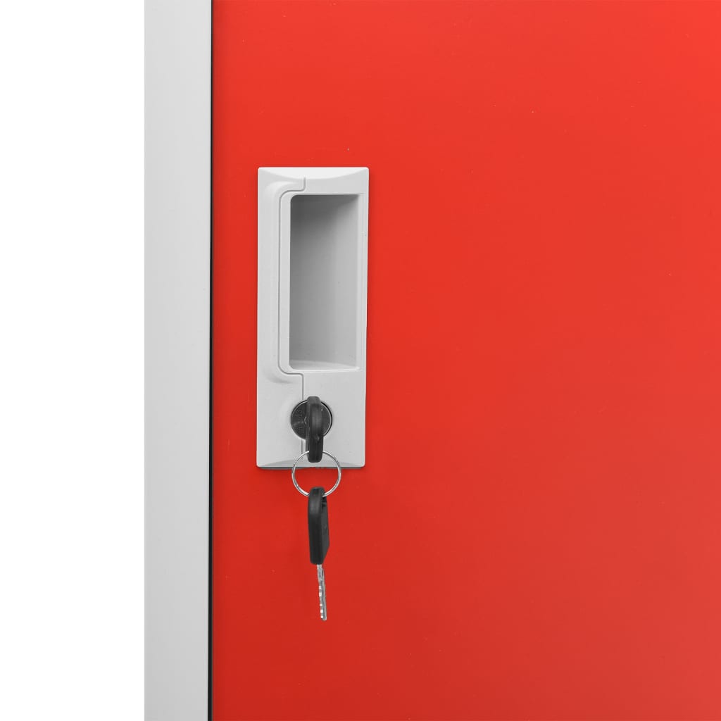 Locker cabinets 2 pcs. light gray and red 90x45x92.5 cm steel