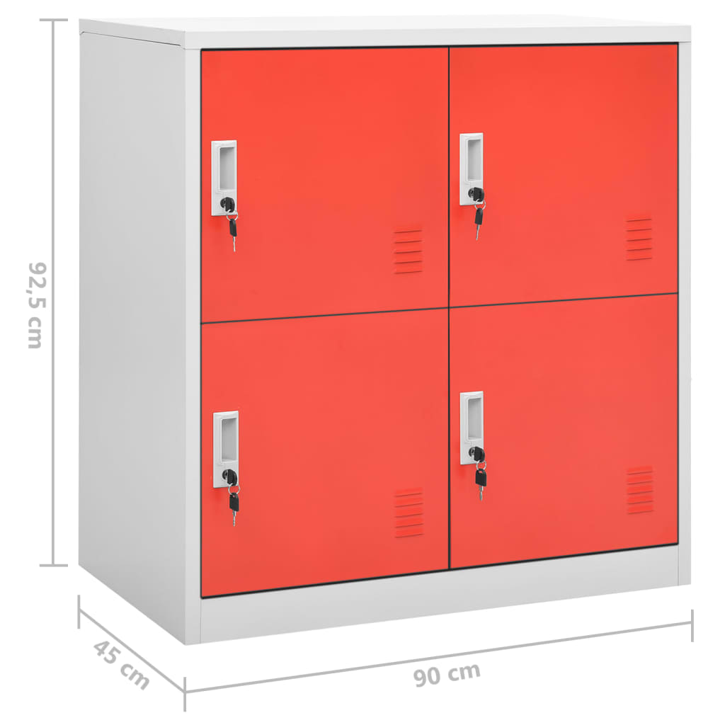 Locker cabinets 2 pcs. light gray and red 90x45x92.5 cm steel