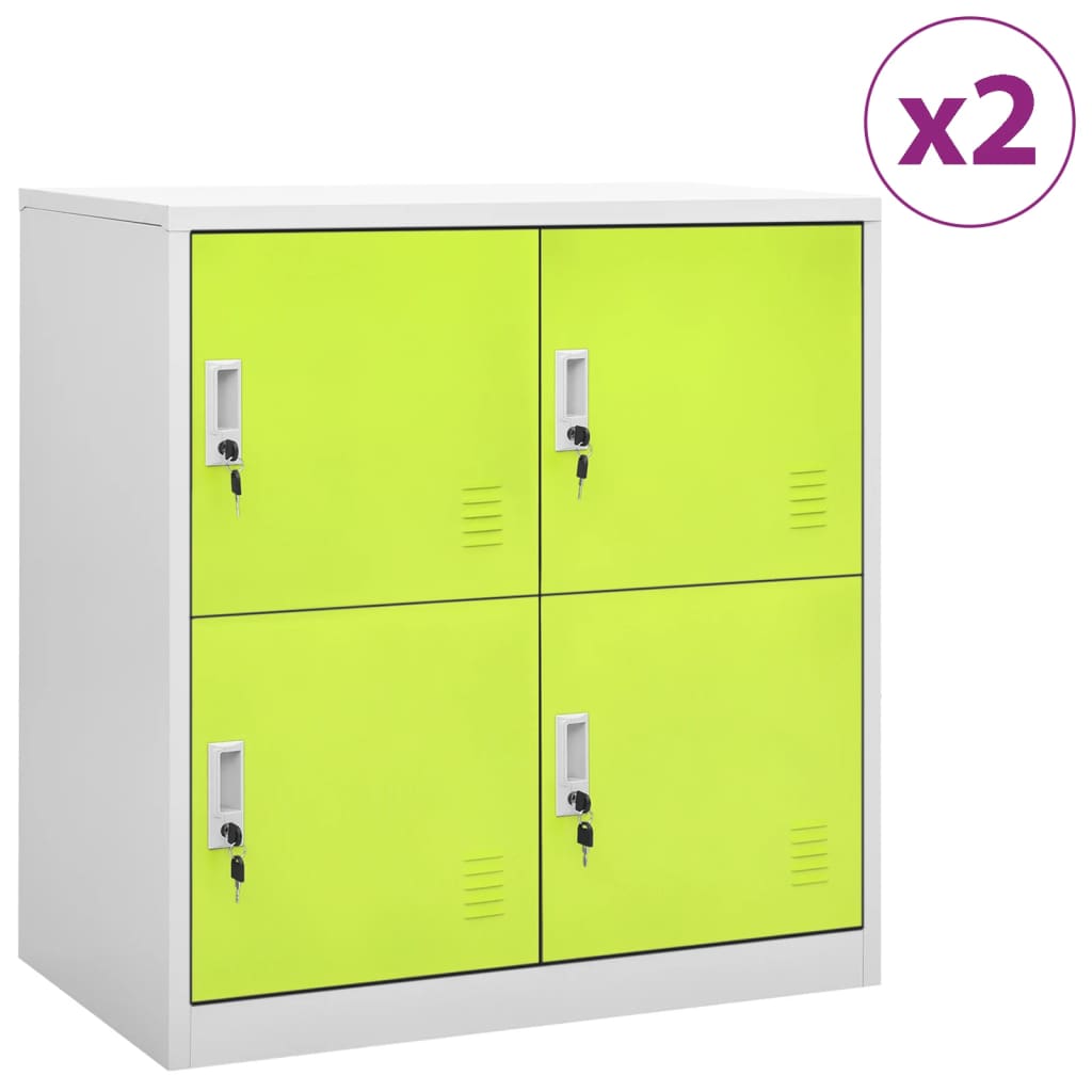 Locker cabinets 2 pcs. light gray and green 90x45x92.5 cm steel