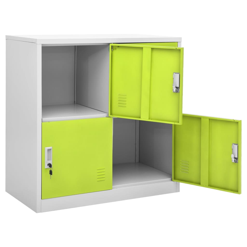 Locker cabinets 2 pcs. light gray and green 90x45x92.5 cm steel