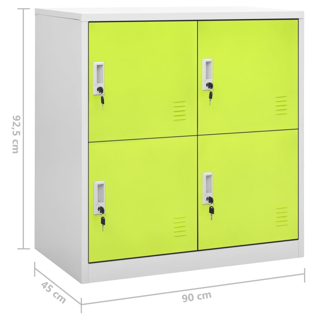 Locker cabinets 2 pcs. light gray and green 90x45x92.5 cm steel