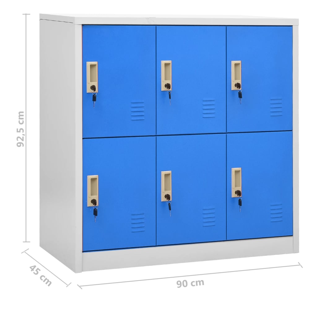 Locker cabinets 2 pcs. light grey/blue 90x45x92.5 cm steel