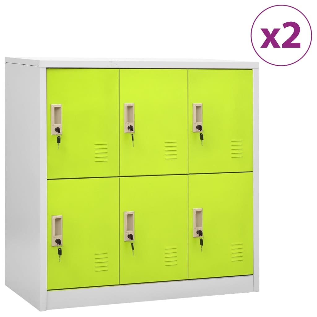 Locker cabinets 2 pcs. light gray and green 90x45x92.5 cm steel