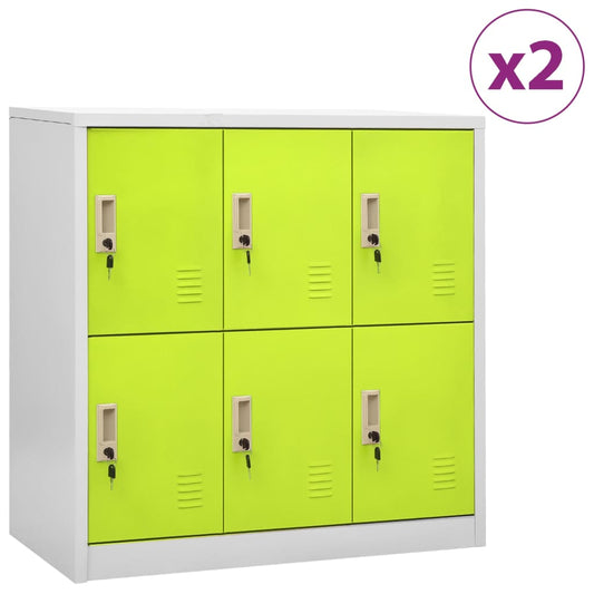 Dulapuri vestiar 2 buc. gri deschis și verde 90x45x92,5 cm oțel