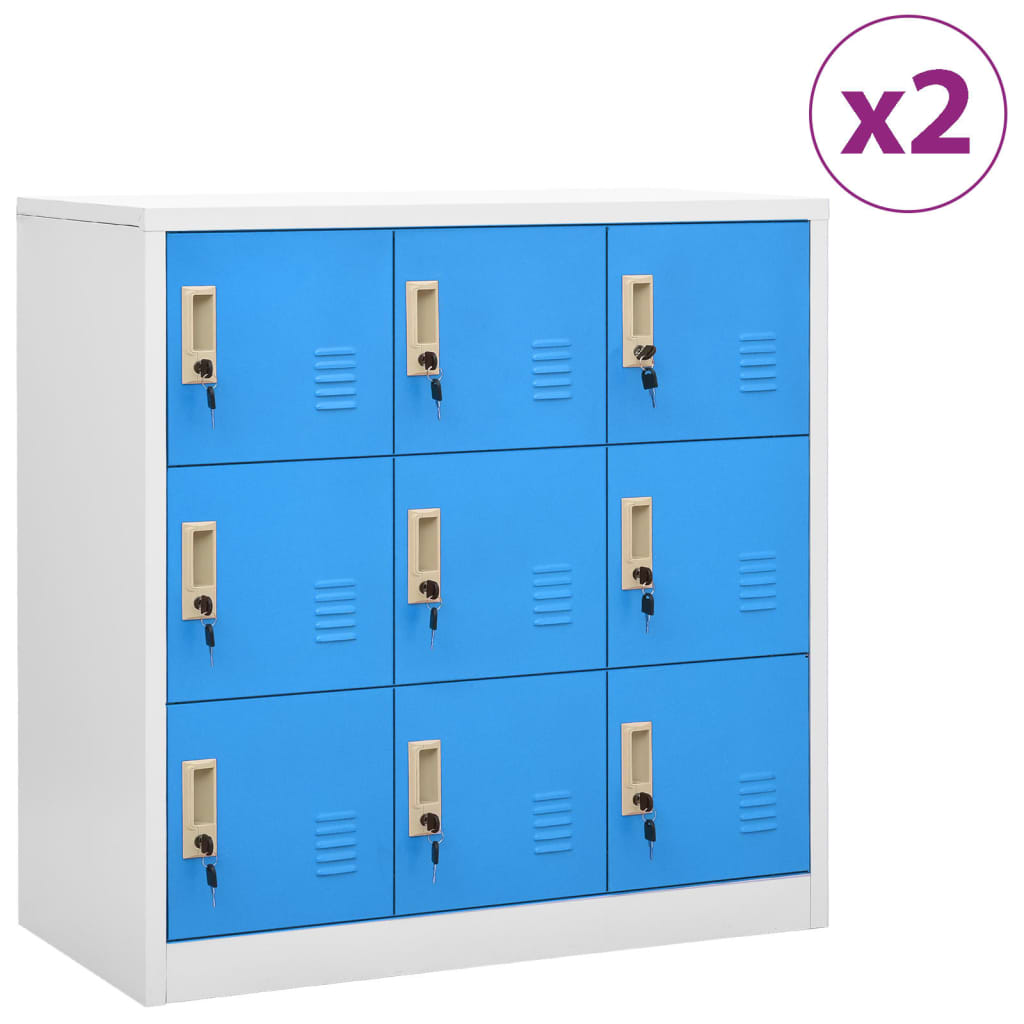 Locker cabinets 2 pcs. light grey/blue 90x45x92.5 cm steel