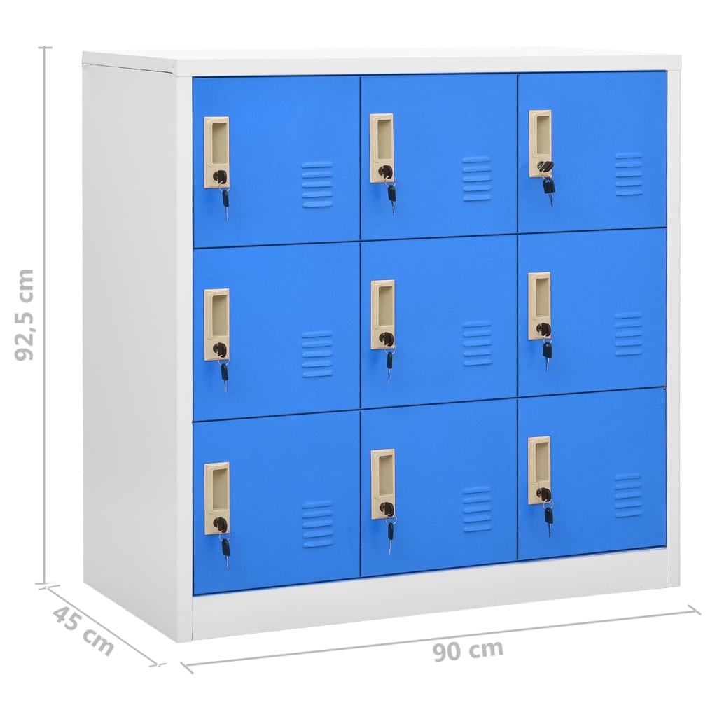 Locker cabinets 2 pcs. light grey/blue 90x45x92.5 cm steel