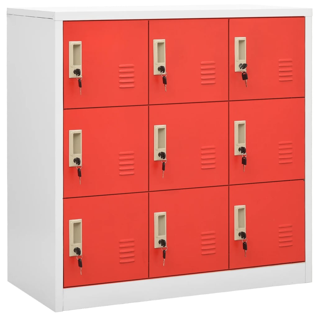 Locker cabinets 2 pcs. light gray and red 90x45x92.5 cm steel