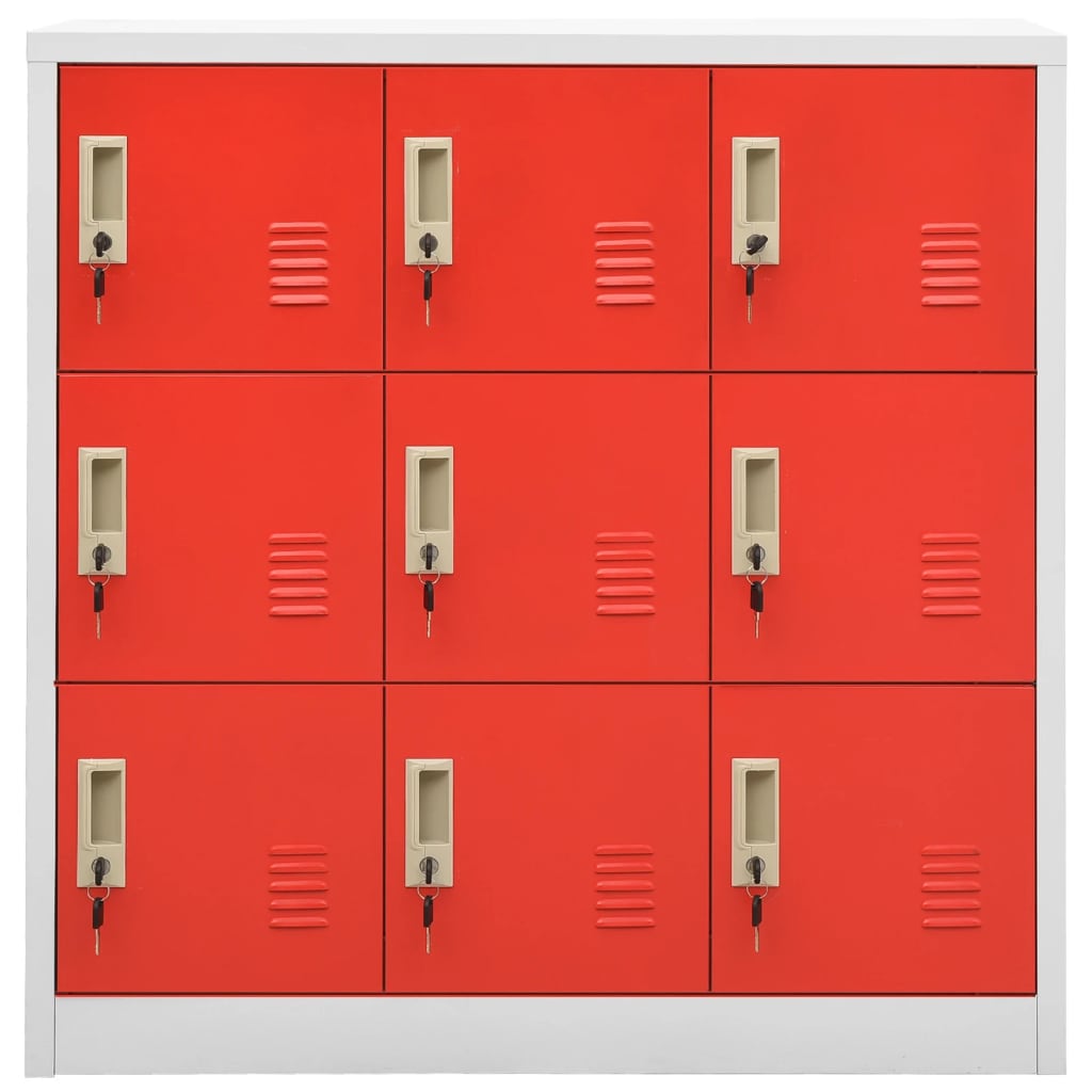 Locker cabinets 2 pcs. light gray and red 90x45x92.5 cm steel