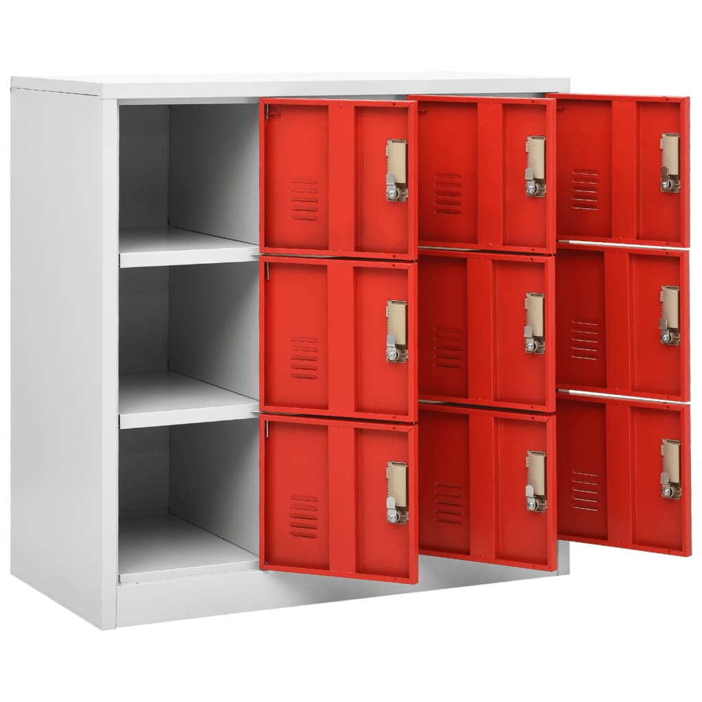 Locker cabinets 2 pcs. light gray and red 90x45x92.5 cm steel