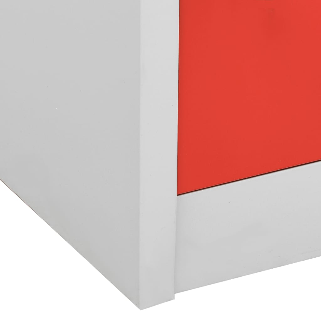 Locker cabinets 2 pcs. light gray and red 90x45x92.5 cm steel