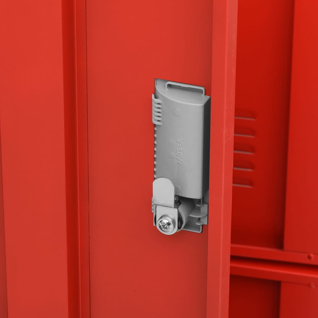Locker cabinets 2 pcs. light gray and red 90x45x92.5 cm steel
