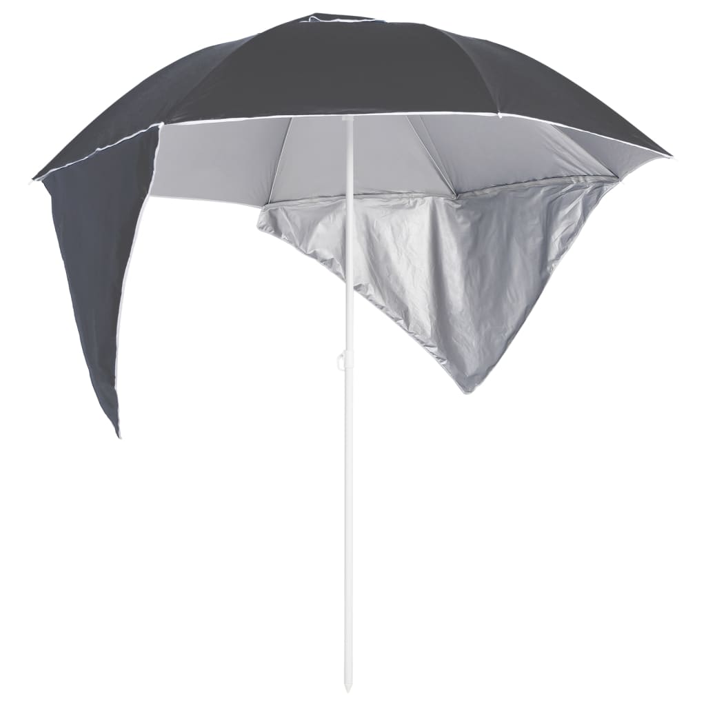 Umbrelă de soare de plajă cu pereți laterali, antracit, 215 cm