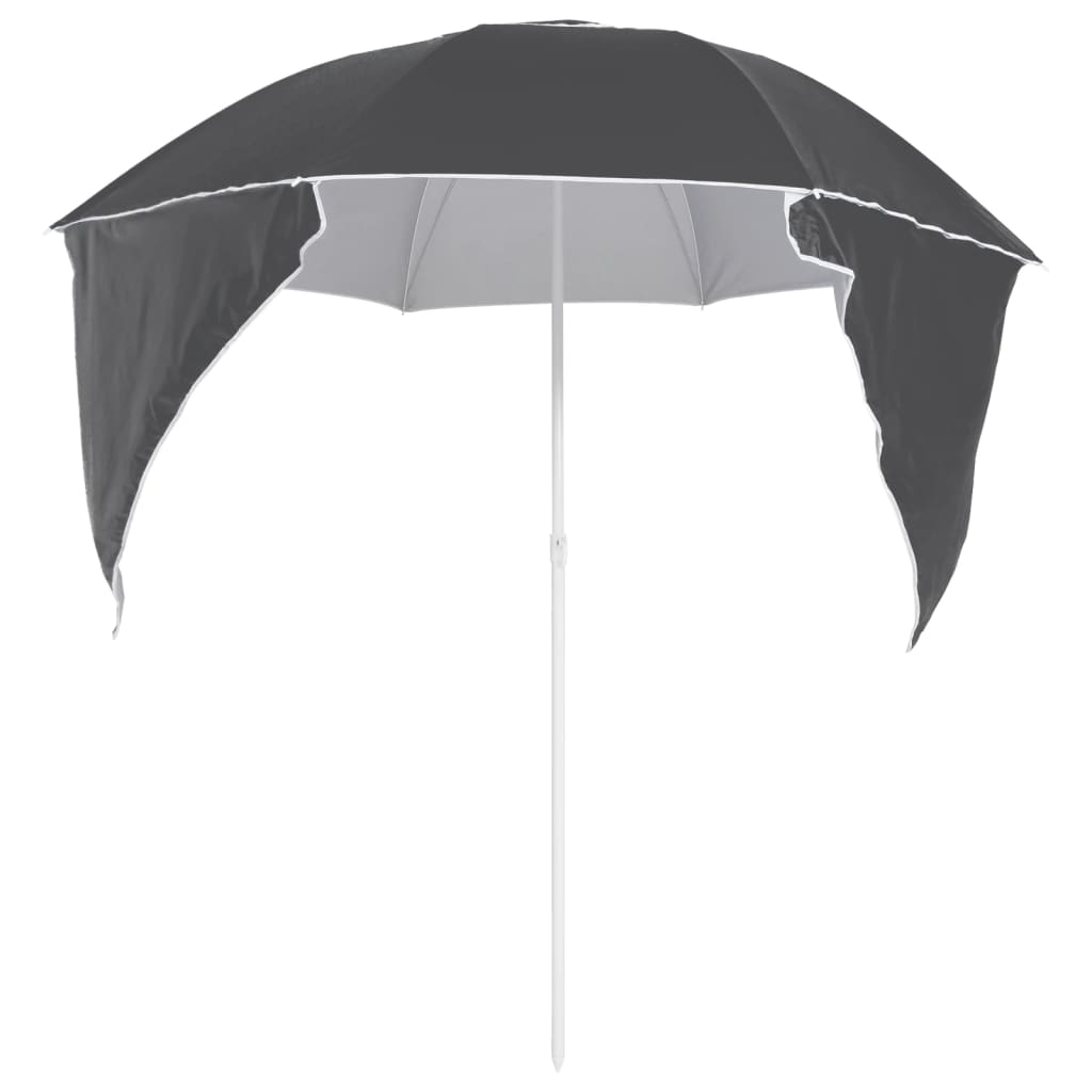 Umbrelă de soare de plajă cu pereți laterali, antracit, 215 cm