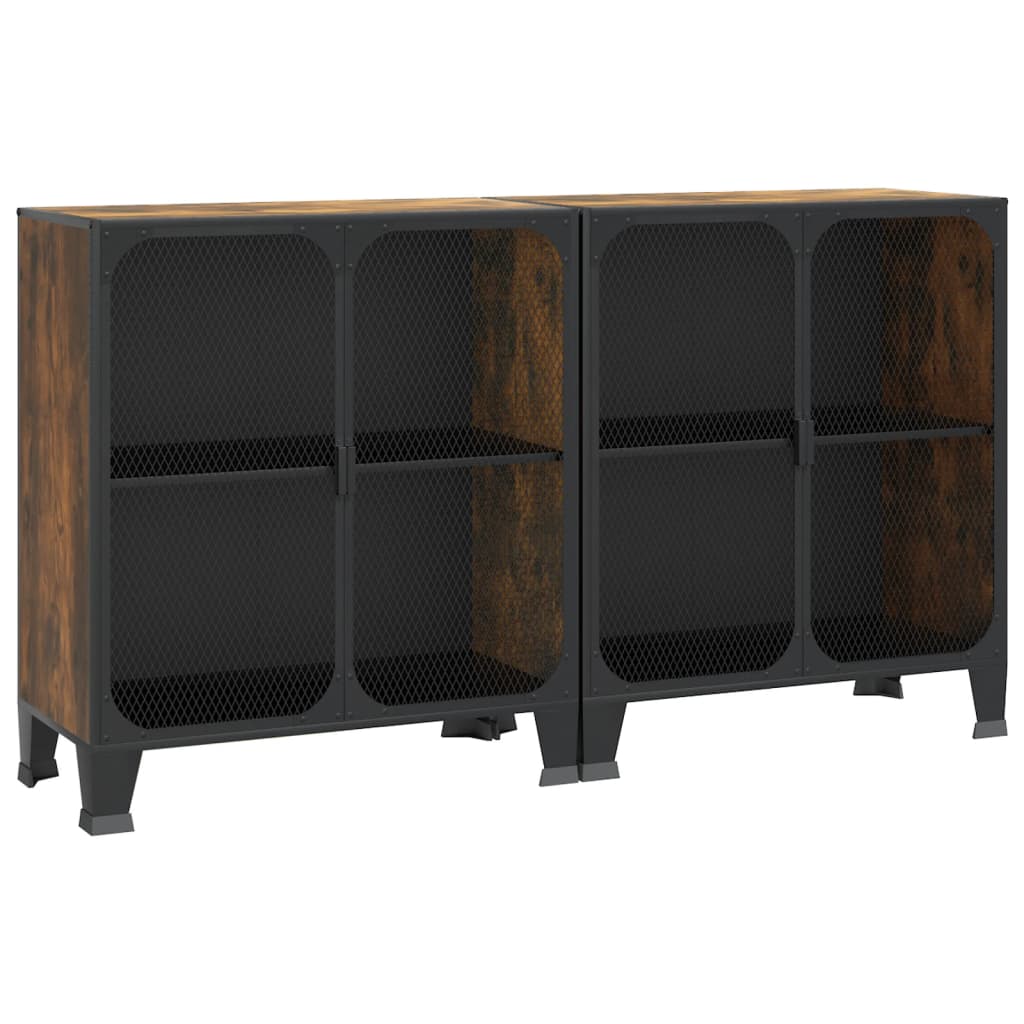 Storage cabinets 2 pcs. rustic brown 72x36x82 cm metal/MDF